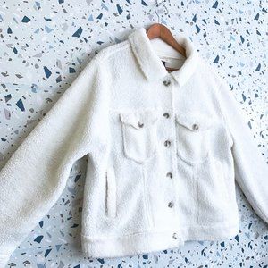 White Fuzzy Faux Fur Sherpa Jacket